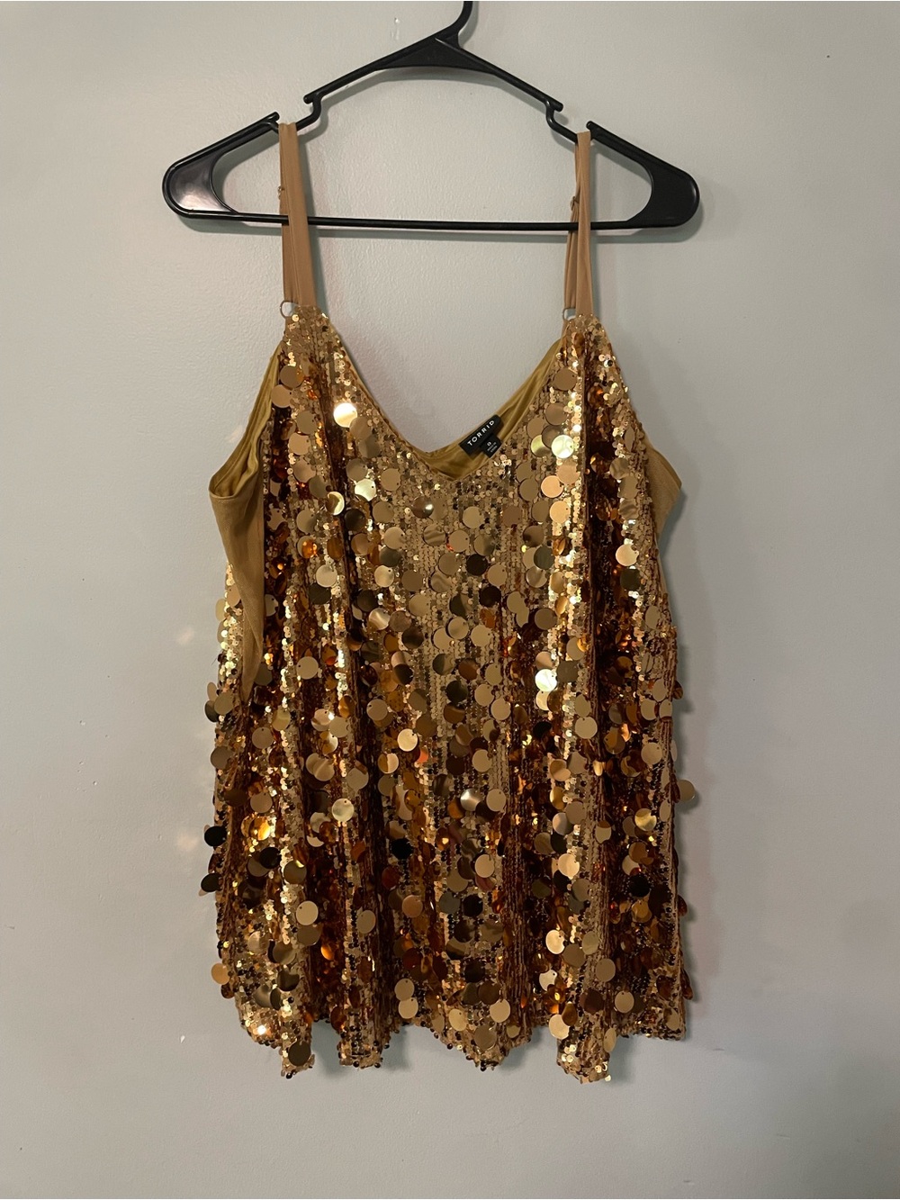 Torrid Fun Gold Sequin Camisole with Spaghetti Straps